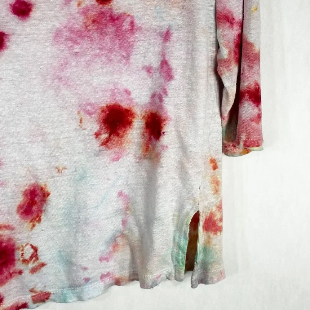 Artisan NY Small Top Everlasting Rose Tie Dye Pink White‎ Linen Handmade 1165 - Picture 10 of 12
